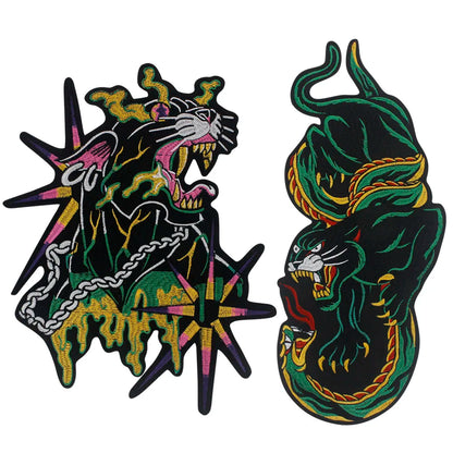Green Snake and Tiger Embroidered Patch Appliques Iron on Patches Badge Clothes Sewing