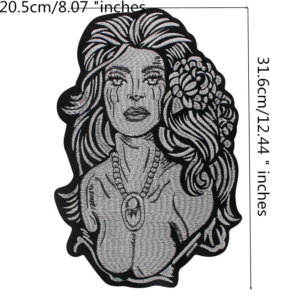 Embroidered Beauty Sexy Red Rose Love face Girl Patch Iron On Embroidered Patches for Clothes