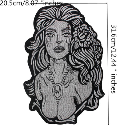 Embroidered Beauty Sexy Red Rose Love face Girl Patch Iron On Embroidered Patches for Clothes