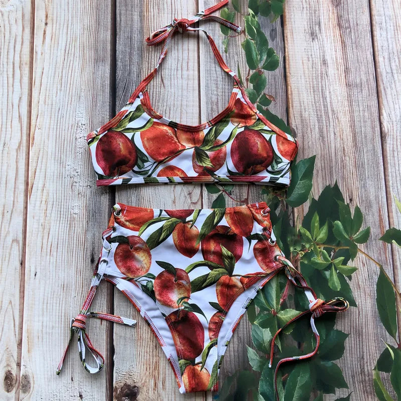 Women Swimsuit High Waist Bandage Sport Swimwear Bikini Push Up Beachwear Bathing Suit