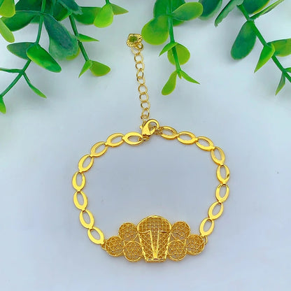 Italian 24K Gold Color Women Ethiopian Dubai Flower Wedding Necklace Bracelet Earring Ring Sets