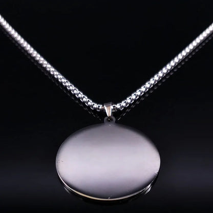 2024 Wicca Lotus Stainless Steel Black Silver Color Chain Pendant Necklace