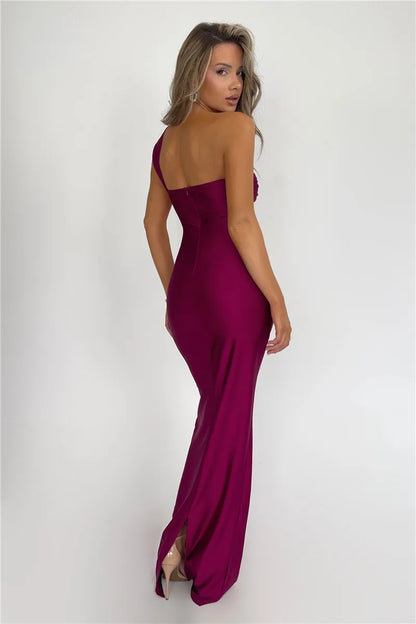 Women Strapless Backless Maxi Fashion One Shoulder Sleeveless Bodycon Club Party Long Dress