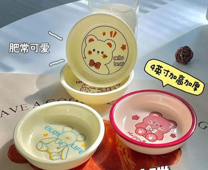 4 Inches Ceramic Disc Cartoon Little Bear Fruit Bowl Dipping Saucer Hot Pot Plate