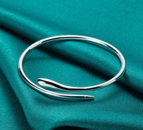 925 Sterling Silver Women Man Fine Fashion Opening Cuff Bangle Bracelet
