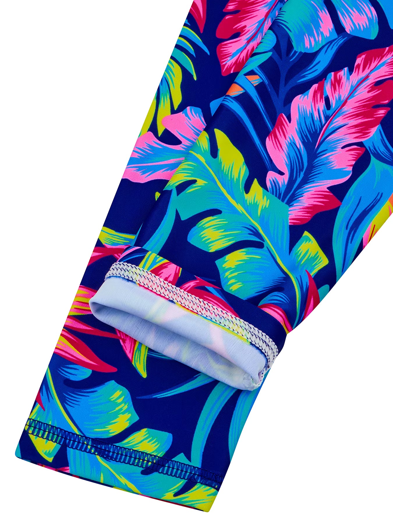 Girls Kids One-Piece Long Sleeve All-over Plant Print Beach Boyleg Shorts Swimming Suit Swimsuit