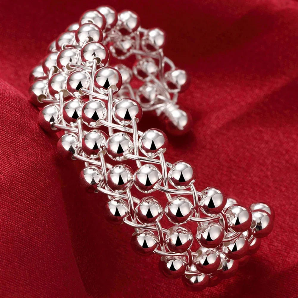 925 Sterling Silver Charms Open Women Fashion Adjustment Cuff Wedding Bangles Bracelet