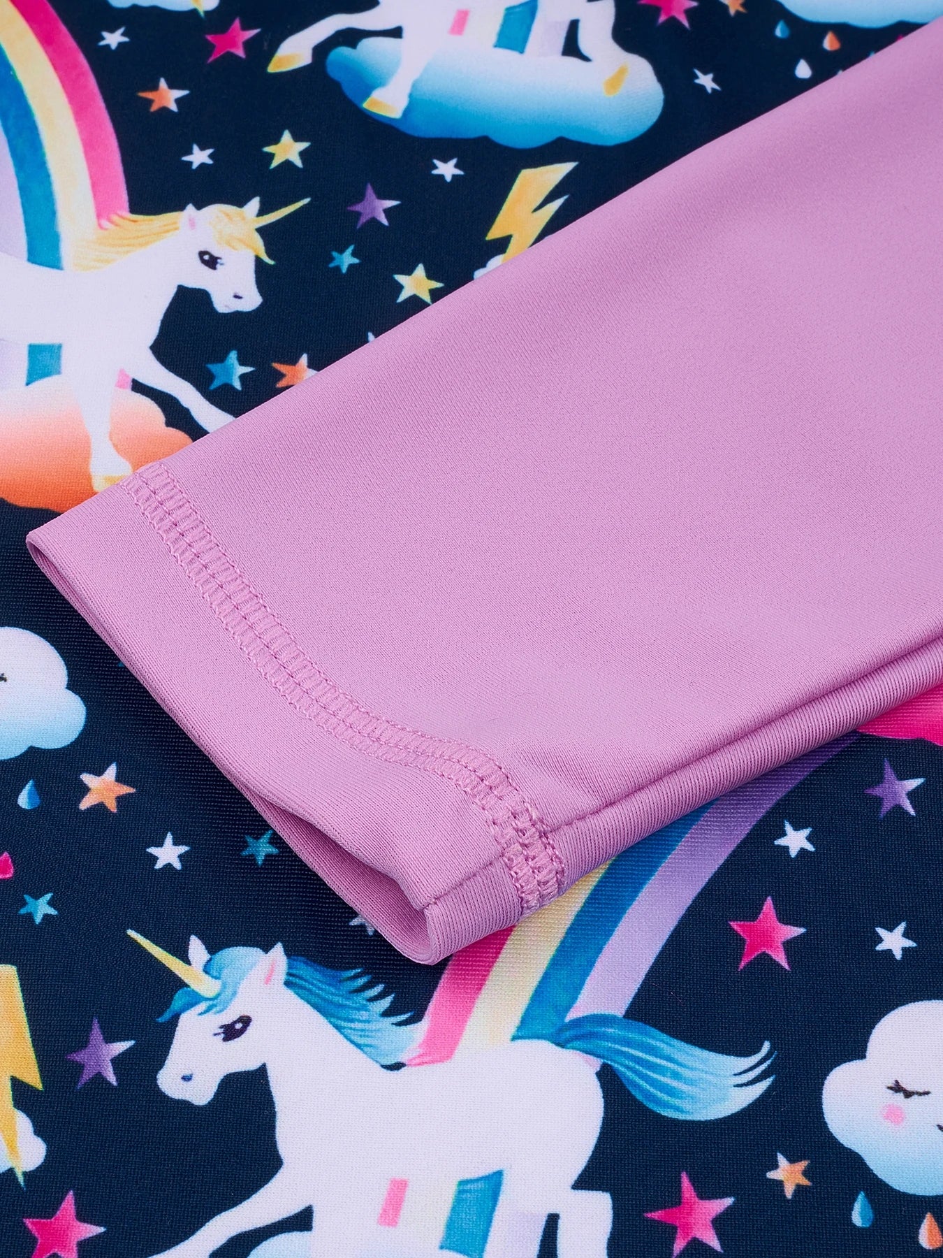 Kids Girls One-Piece Long Raglan Sleeve Animal Horse Print Rash Guard Boyleg Shorts Swimwear