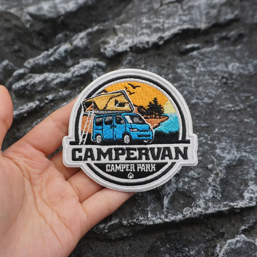 ADVENTURE NATURE outdoor Embroidered Patch with Iron-On Backing, Sewable/Ironable Applique for Clothing and Accessories