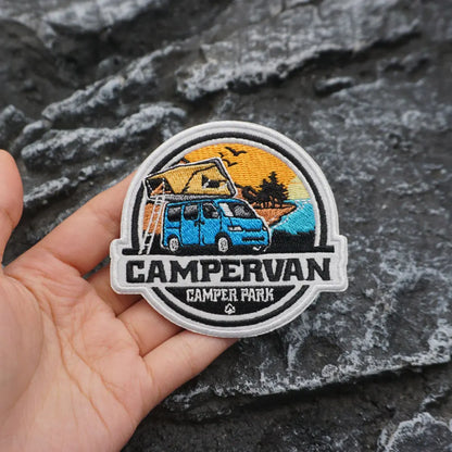 ADVENTURE NATURE outdoor Embroidered Patch with Iron-On Backing, Sewable/Ironable Applique for Clothing and Accessories