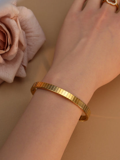Vintage 18K Plated Stainless Steel Crystal Women's Fashion Bangles Bracelet