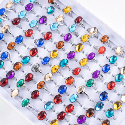 Wholesale 50pcs/lot Women's Vintage Glass Stone Rings