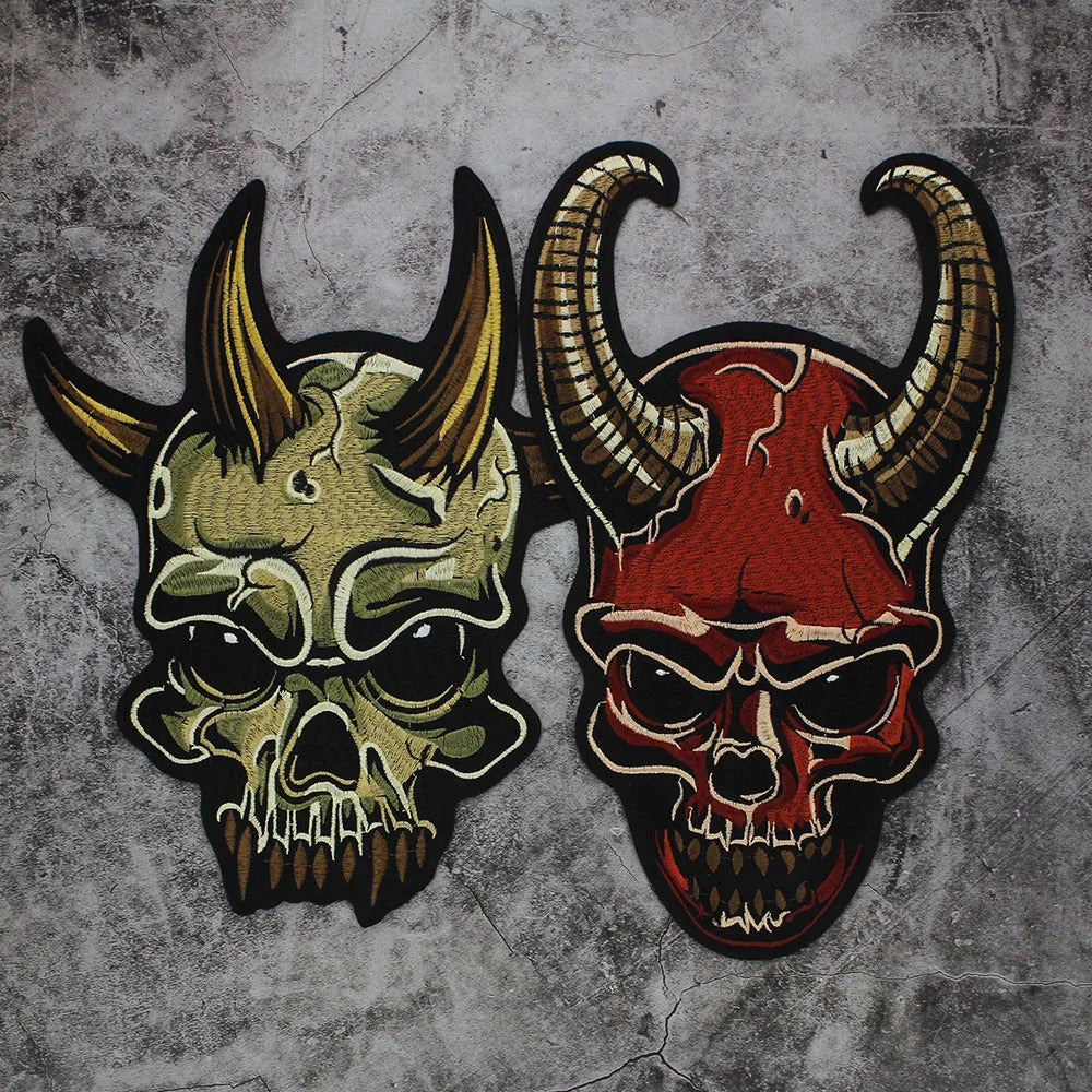 Sheep angle Skull Embroidered Patch Appliques Iron on Patches Badge Clothes Sewing