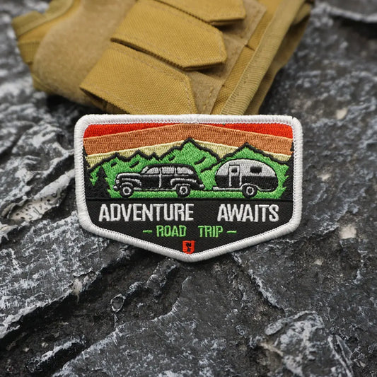 Adventure Awaits Embroidered Patch Iron on / Sew Applique Patches