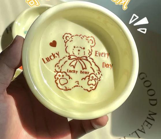 4 Inches Ceramic Disc Cartoon Little Bear Fruit Bowl Dipping Saucer Hot Pot Plate