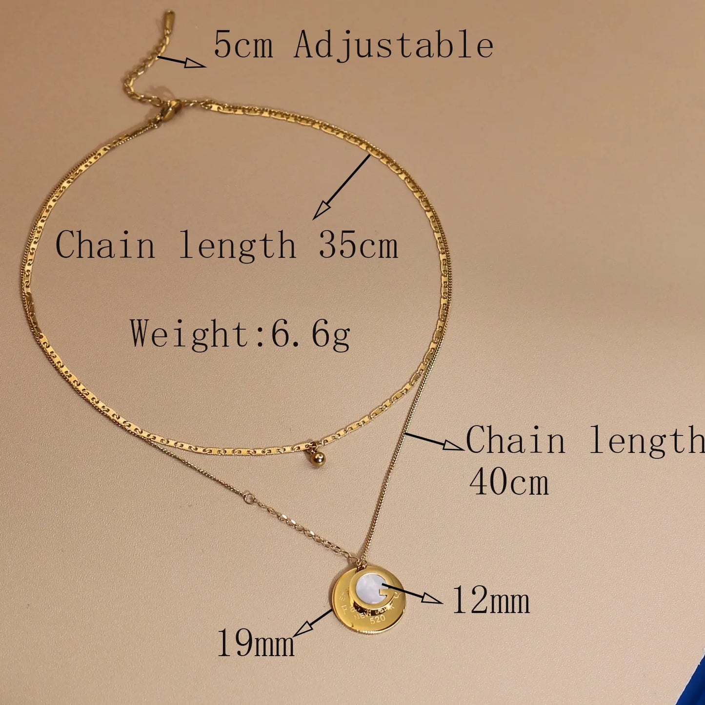 Women Mother-Of-Pearl Pendant G Letter Titanium Steel Necklace Gifts