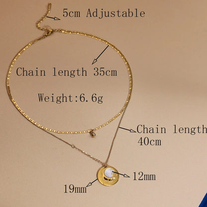Women Mother-Of-Pearl Pendant G Letter Titanium Steel Necklace Gifts