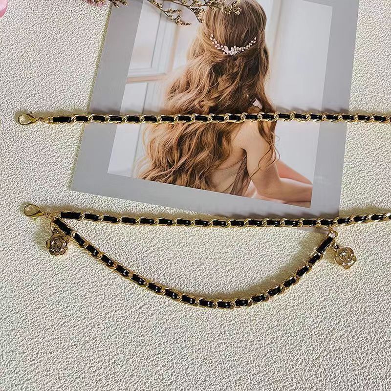 Women Gold Color Multilayer Chunky Metal High Tassel Waist Belly Flower Chain Belt
