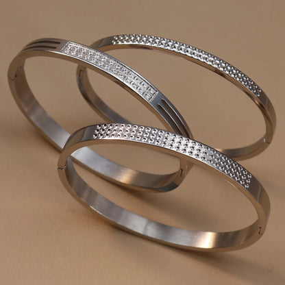 Stainless Steel 18K Gold Plated Zircon Women's Bracelet Bangles Gifts