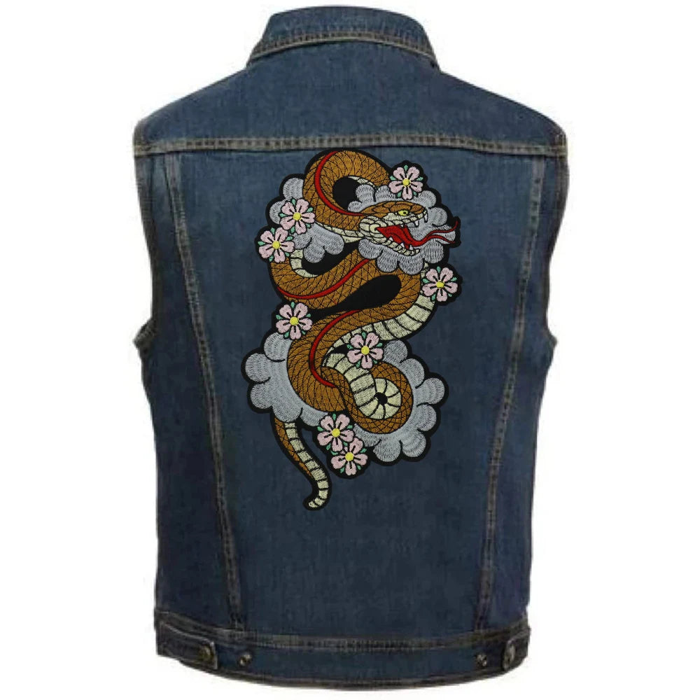Embroidered Dragon Flower Patch Appliques Iron on Patches Badge Clothes Sewing