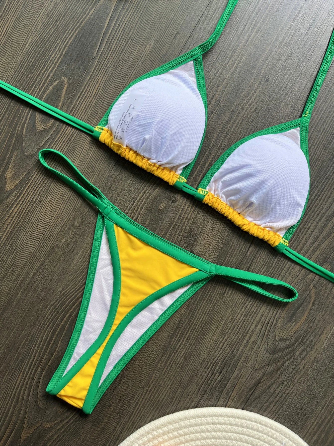 Women Swimwear Swimsuit Two-pieces Brazil Flag Bathing G-string Thong Brazilian Bikini Suit
