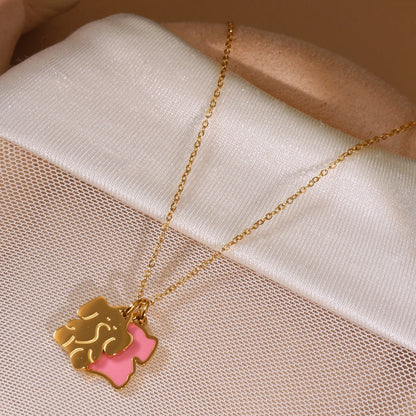 Women's Elephant Stainless Steel 18k Gold Plated Pendant Necklace