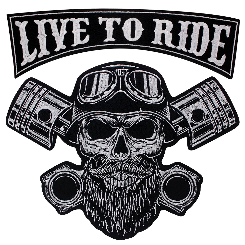 Letter Punk Skull Patch Biker Rock Large Embroidered Patch Appliques Iron on Patches Badge Clothes Sewing