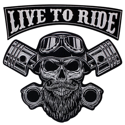 Letter Punk Skull Patch Biker Rock Large Embroidered Patch Appliques Iron on Patches Badge Clothes Sewing