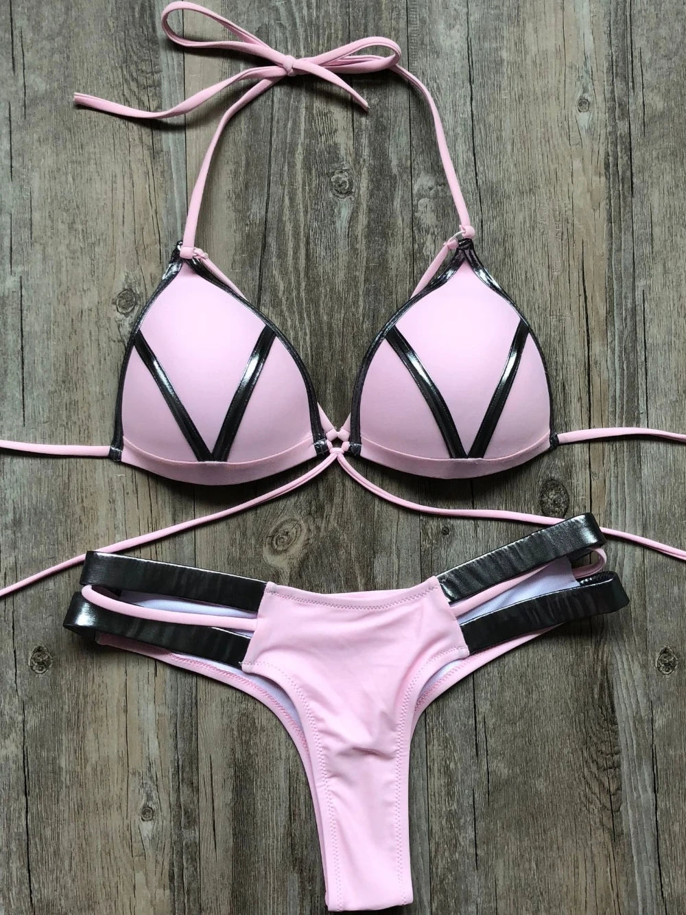 Women Gold Stamping Padded Swimsuit Push Up Bikini Swimwear Beachwear Brazil Bathing Suit