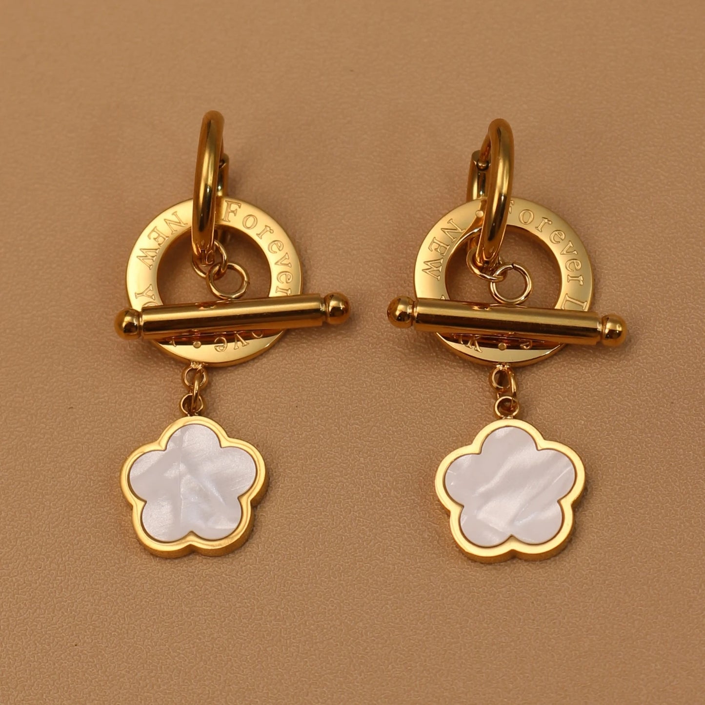 Stainless Steel Circle Heart Pendant Love Women's Party Wedding Earrings