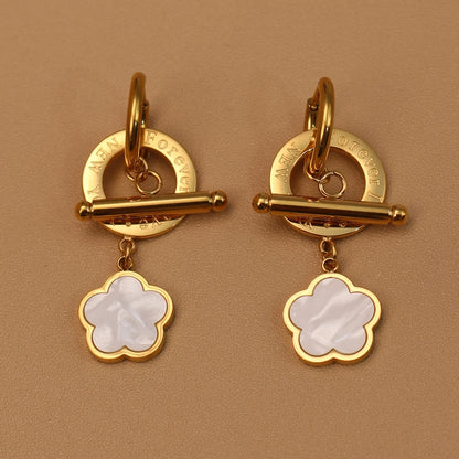 Stainless Steel Circle Heart Pendant Love Women's Party Wedding Earrings