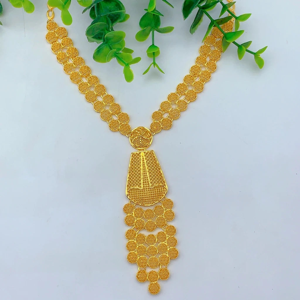 Italian 24K Gold Color Women Ethiopian Dubai Flower Wedding Necklace Bracelet Earring Ring Sets