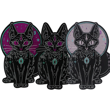 Large Black Noble Animal Cat Patch Embroidered Patches Iron on Clothing Backpack Badges Twill Craft Stickers