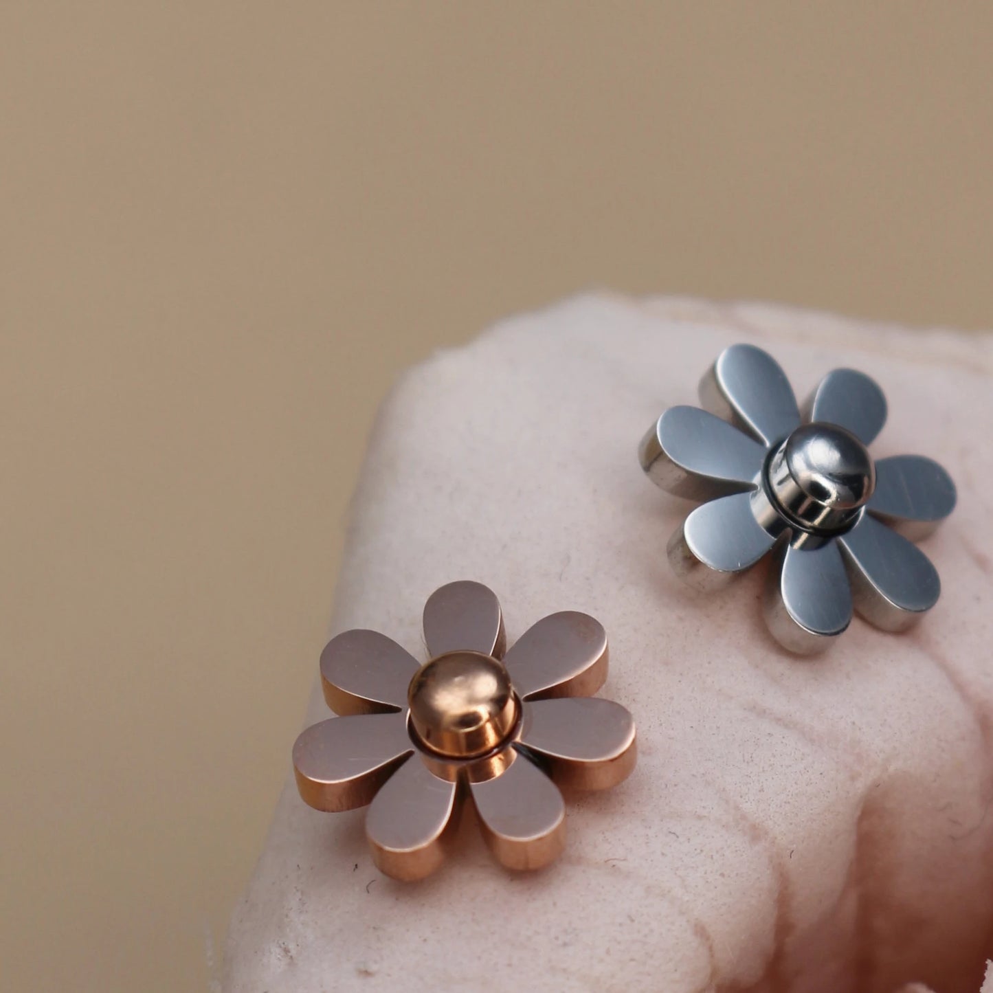 Daisy Women Wedding Stainless Steel Gold Color Charm Stud Earrings