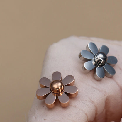 Daisy Women Wedding Stainless Steel Gold Color Charm Stud Earrings