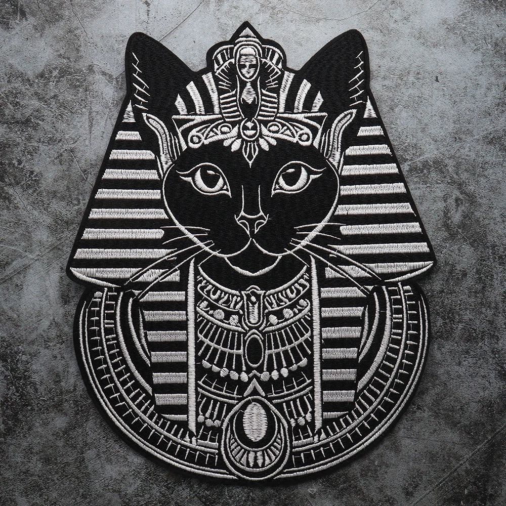 Large Black Noble Animal Cat Patch Embroidered Patches Iron on Clothing Backpack Badges Twill Craft Stickers