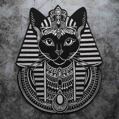 Large Black Noble Animal Cat Patch Embroidered Patches Iron on Clothing Backpack Badges Twill Craft Stickers