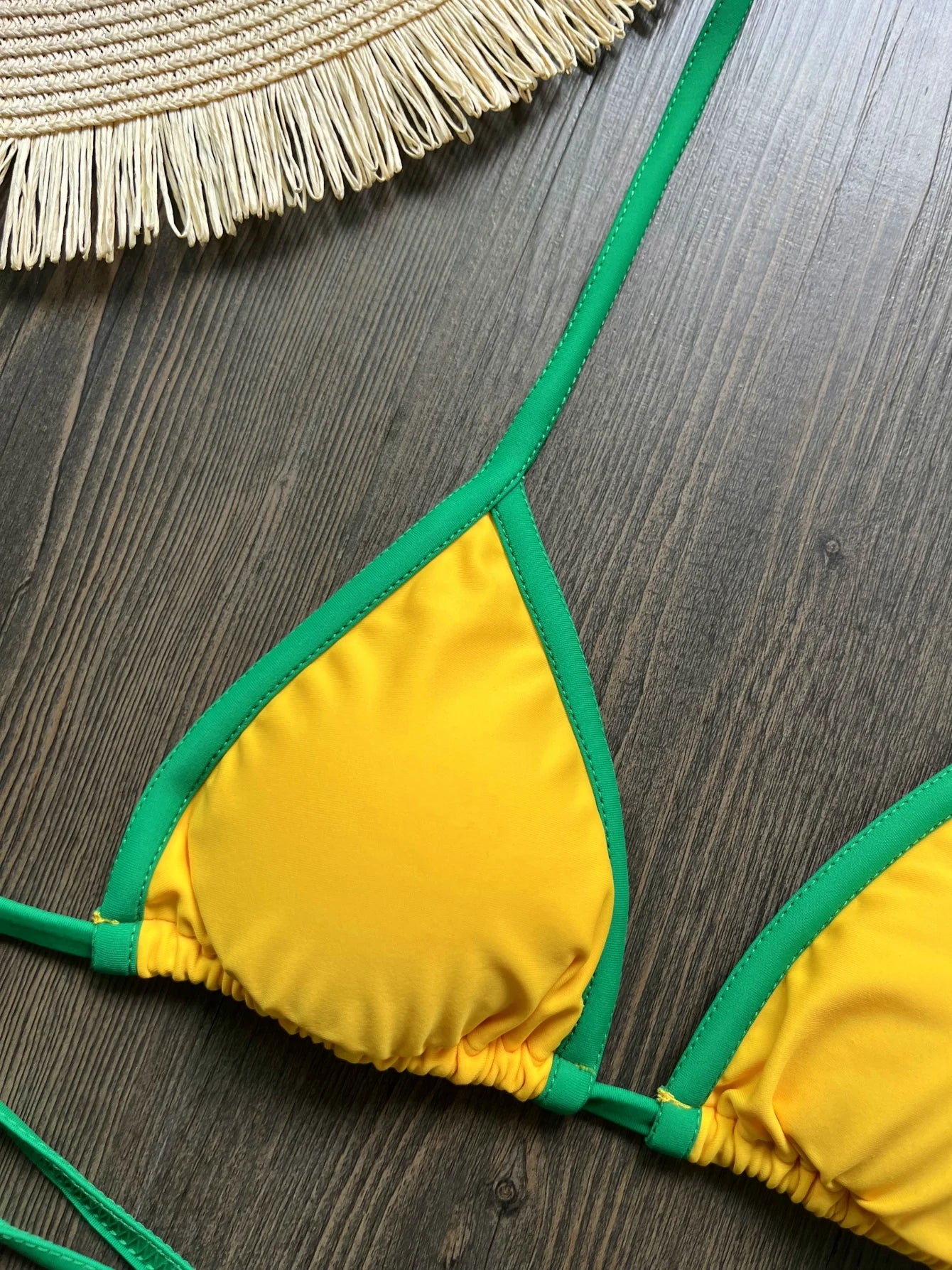 Women Swimwear Swimsuit Two-pieces Brazil Flag Bathing G-string Thong Brazilian Bikini Suit