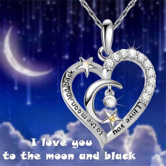 Creative Heart Shaped Star Moon Shining Rhinestone Pendant Necklace