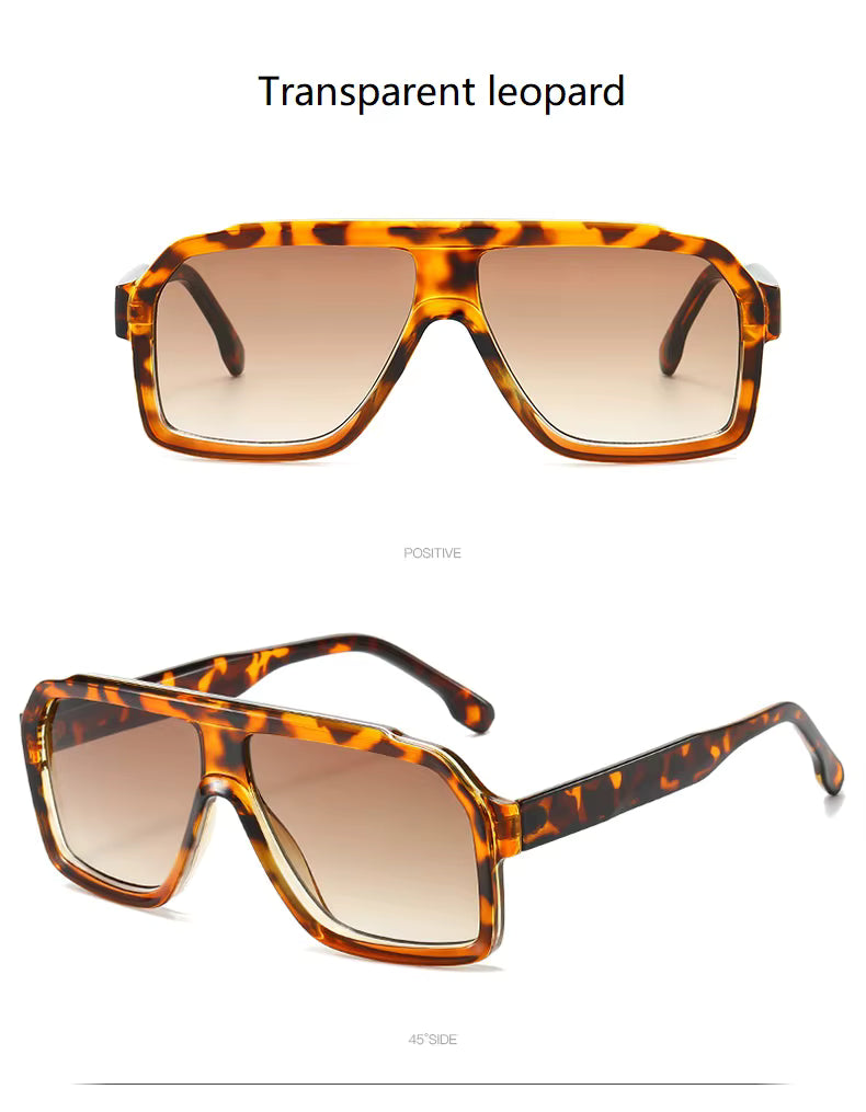 Men Women Double Color Frame Shade Designer UV400 Square Sunglasses Glass