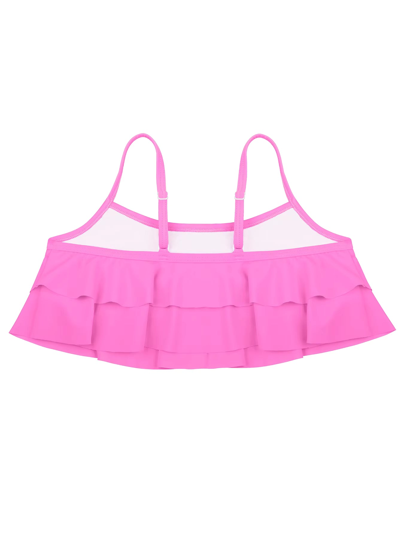 2pcs Kids Girl Sleeveless Pink Ruffle Crop Tops Scale Print Swim Briefs Swimming Suit