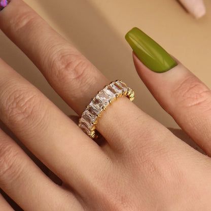 square zircon stainless steel plated 18K gold color Women's Wedding Ring