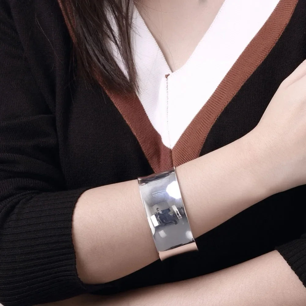 925 Sterling Silver Charms Open Women Fashion Adjustment Cuff Wedding Bangles Bracelet