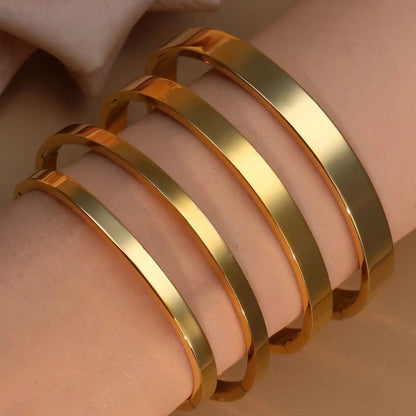 50MM Polished Women Fashionable 18K Gold Plated Stainless Steel Wedding Bangles