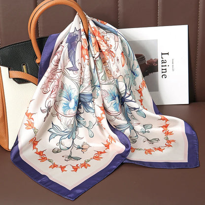 70cm Women Design Square Fashion Printed Satin Silk Scarf Scarves