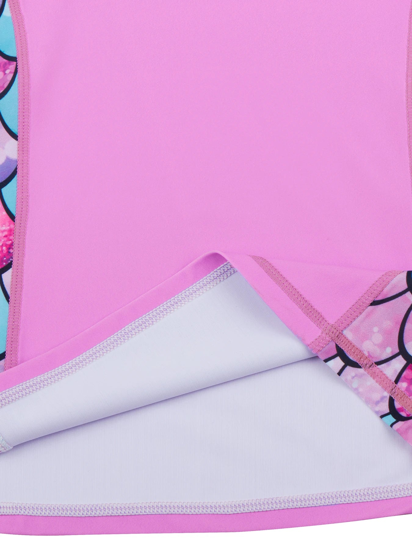 2pcs Kids Girls Long-Sleeved Scale Print Tops Boyleg Swim Shorts Swimwear Suit