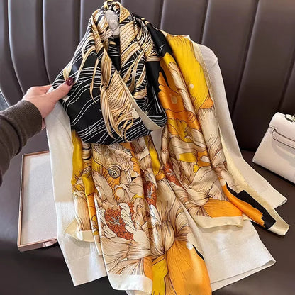 180*90cm Women Designs Silk Satin Bandana Long Shawls Wraps Scarves Pashmina Scarf