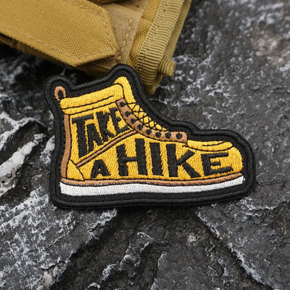 Shoe' Take a hike ' Embroidered Patch Iron-On Sewing Clothes Patches Applique