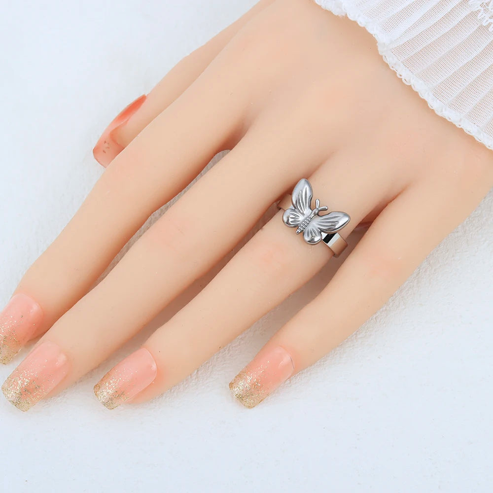 20 Pieces/Lot Fashion Stainless Steel Insect Butterfly Charm Waterproof Rings