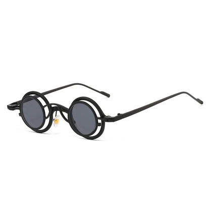 Women Round Two in One Pure Titanium Y2K Steampunk UV400 Sunglasses Glasses
